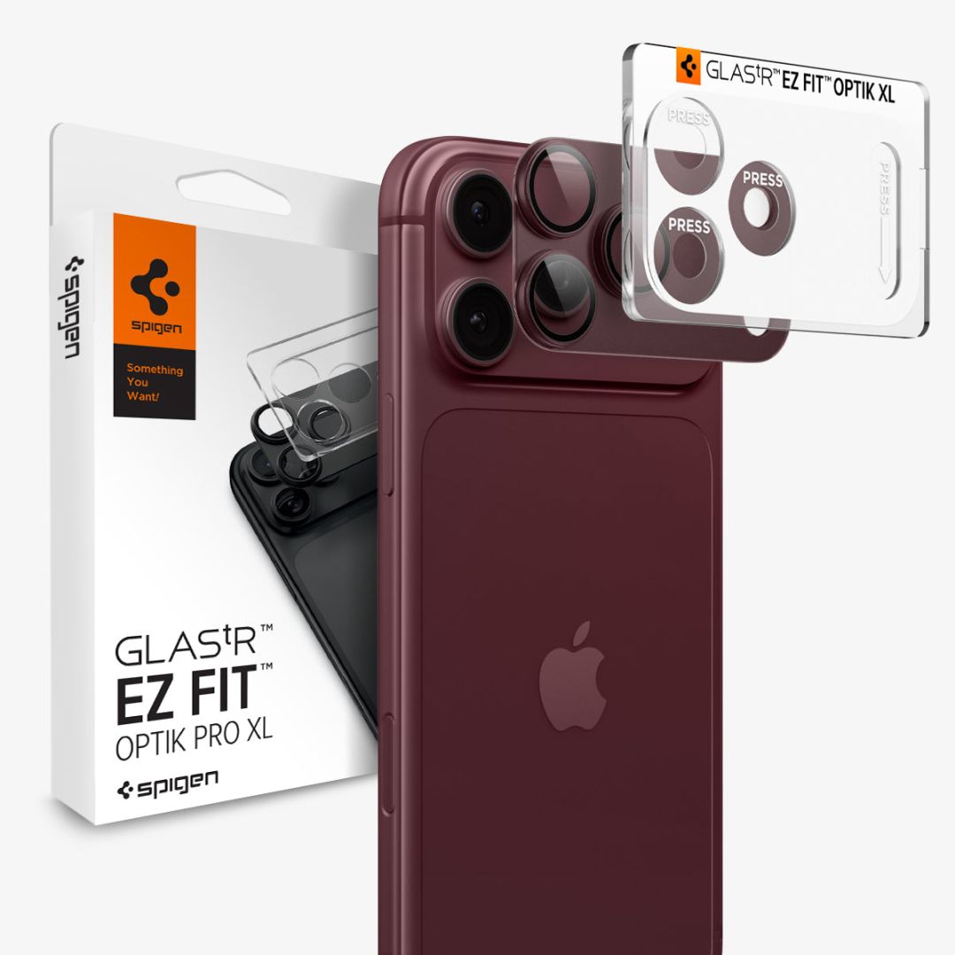 Spigen Glass tR EZ Fit Optik Pro XL for iPhone 18 Pro Max 1 Pack Dark Cherry