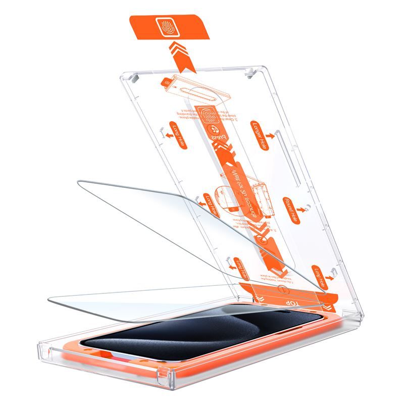 Mobile Origin Orange Screen Guard iPhone 15 Pro/15 with easy applicator, 2 pack
