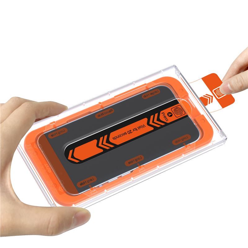 Mobile Origin Orange Screen Guard iPhone 15 Pro/15 with easy applicator, 2 pack