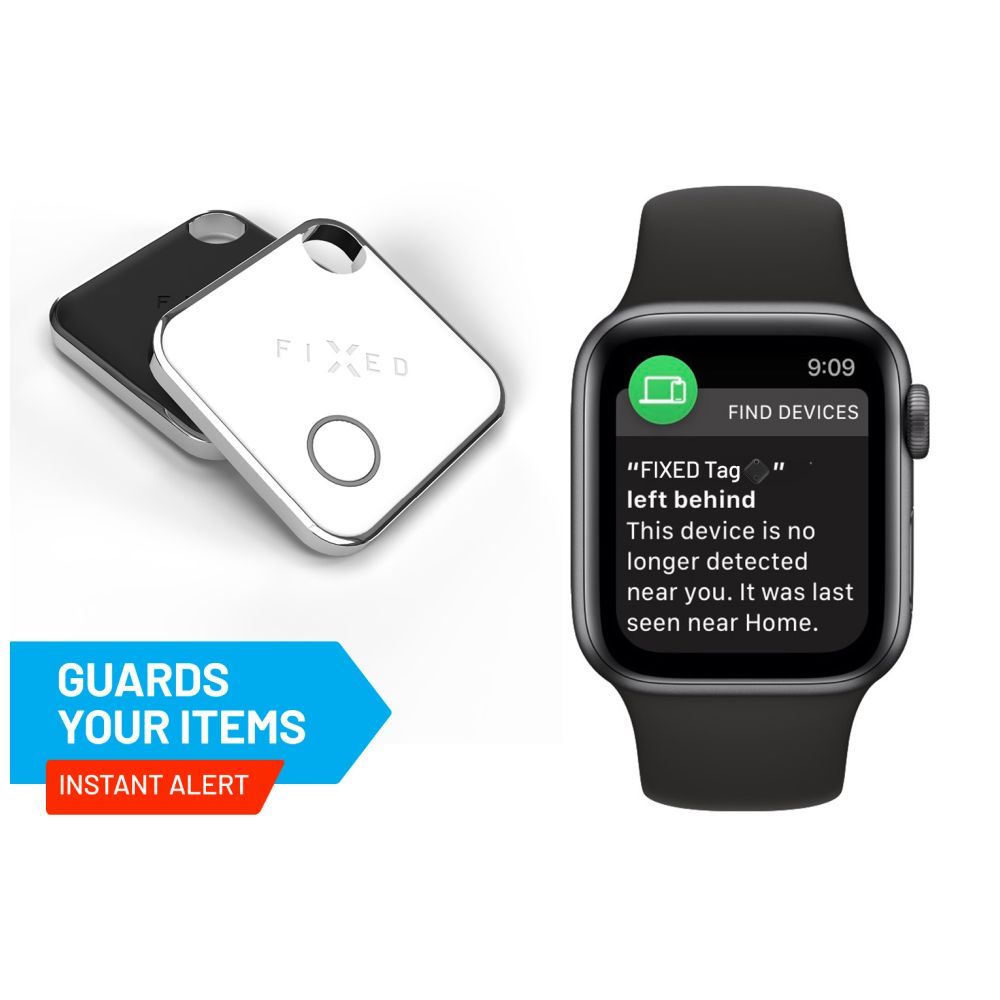 FIXED Tag intelligens helymeghatározó eszköz, Apple Find My applikációval működik,  hat db/csomag, 3x fekete + 3x fehér