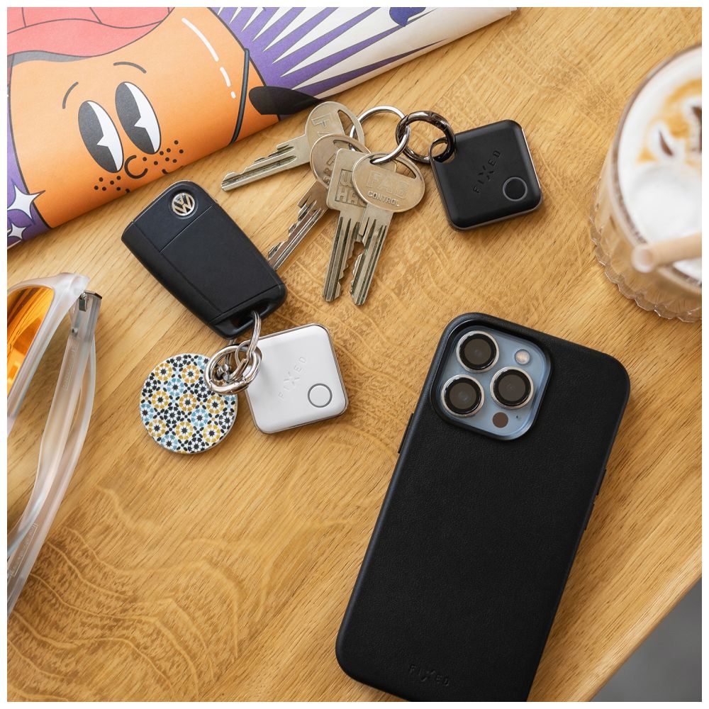 FIXED Tag intelligens helymeghatározó eszköz, Apple Find My applikációval működik,  hat db/csomag, 3x fekete + 3x fehér