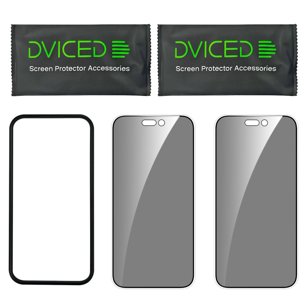 Dviced Privacy tempered glass screen protector edge to edge for iPhone 16 Pro with applicator Duo Pack