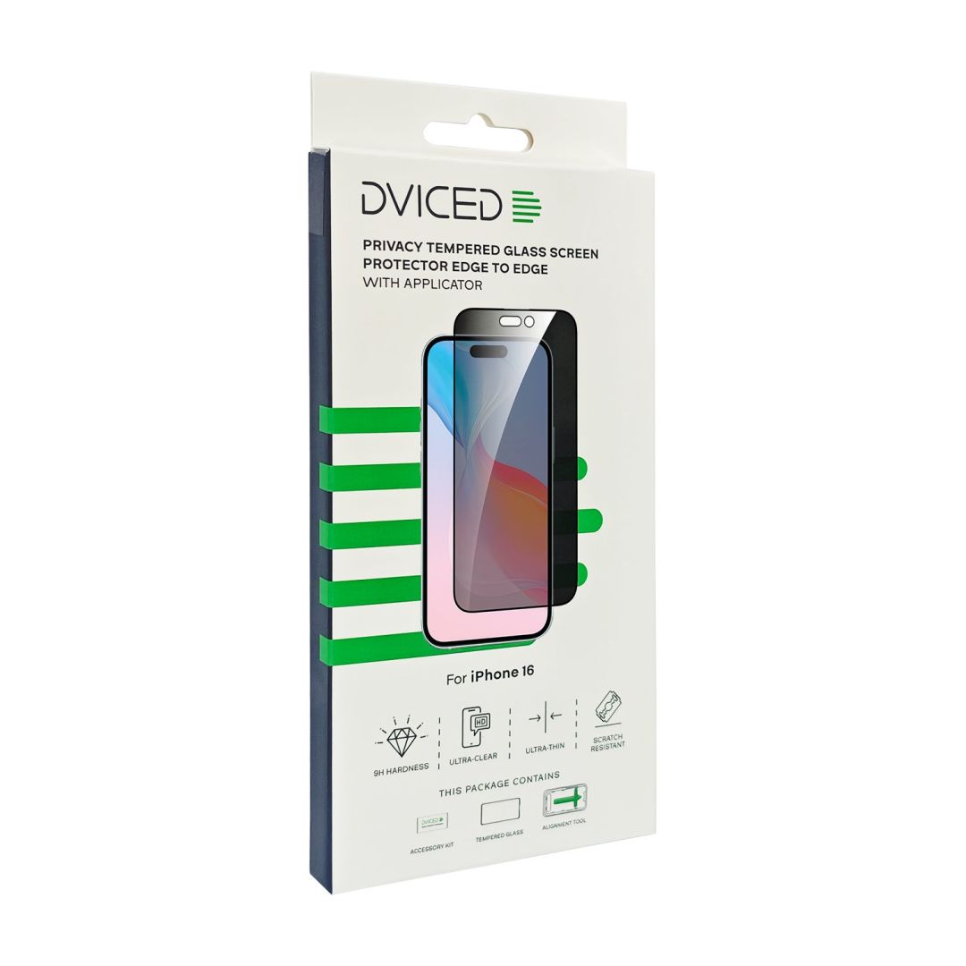 Dviced Dviced Privacy tempered glass screen protector edge to edge for iPhone 16 with applicator