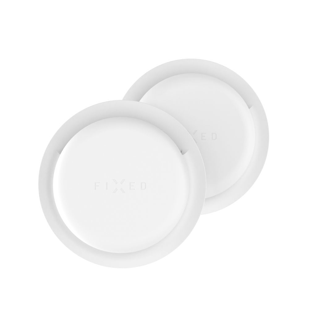 FIXED Silky matricás szilikon tok Apple AirTag-hez dupla csomag fehér