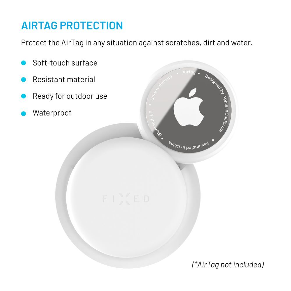 FIXED Silky matricás szilikon tok Apple AirTag-hez dupla csomag fehér