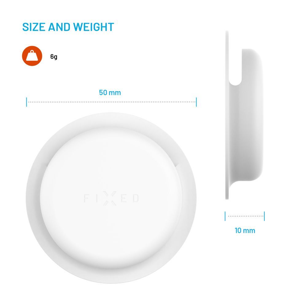FIXED Silky matricás szilikon tok Apple AirTag-hez dupla csomag fehér