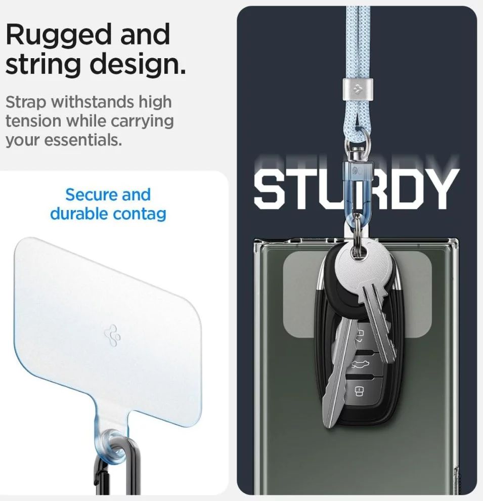 Spigen Universal Set 2 (Cross Body Strap 1P + Wrist Strap 1P + ConTag2 1P) Mute Blue