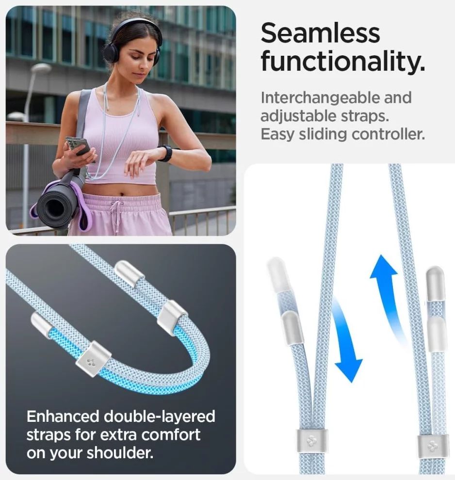 Spigen Universal Set 2 (Cross Body Strap 1P + Wrist Strap 1P + ConTag2 1P) Mute Blue