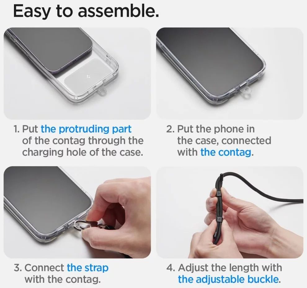 Spigen Universal Set 2 (Cross Body Strap 1P + Wrist Strap 1P + ConTag2 1P) Mute Blue