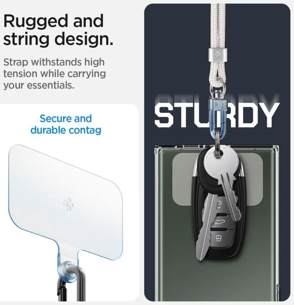 Spigen Universal Set 2 (Cross Body Strap 1P + Wrist Strap 1P + ConTag2 1P) Pearl White
