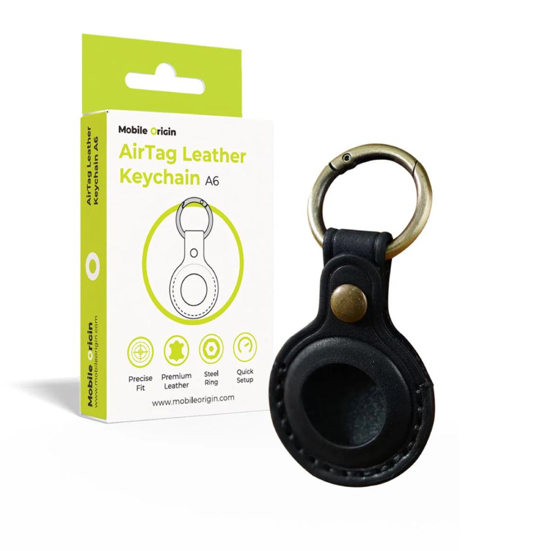 Mobile Origin AirTag Leather Keychain A6 Black