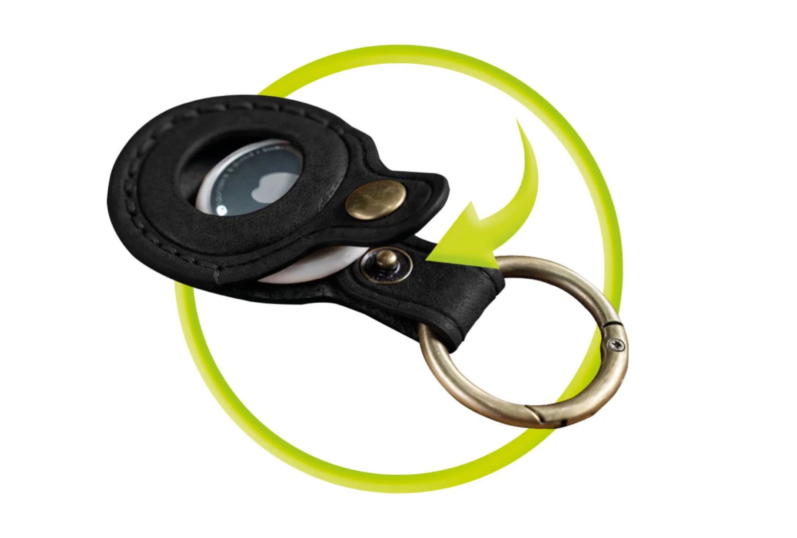 Mobile Origin AirTag Leather Keychain A6 Black