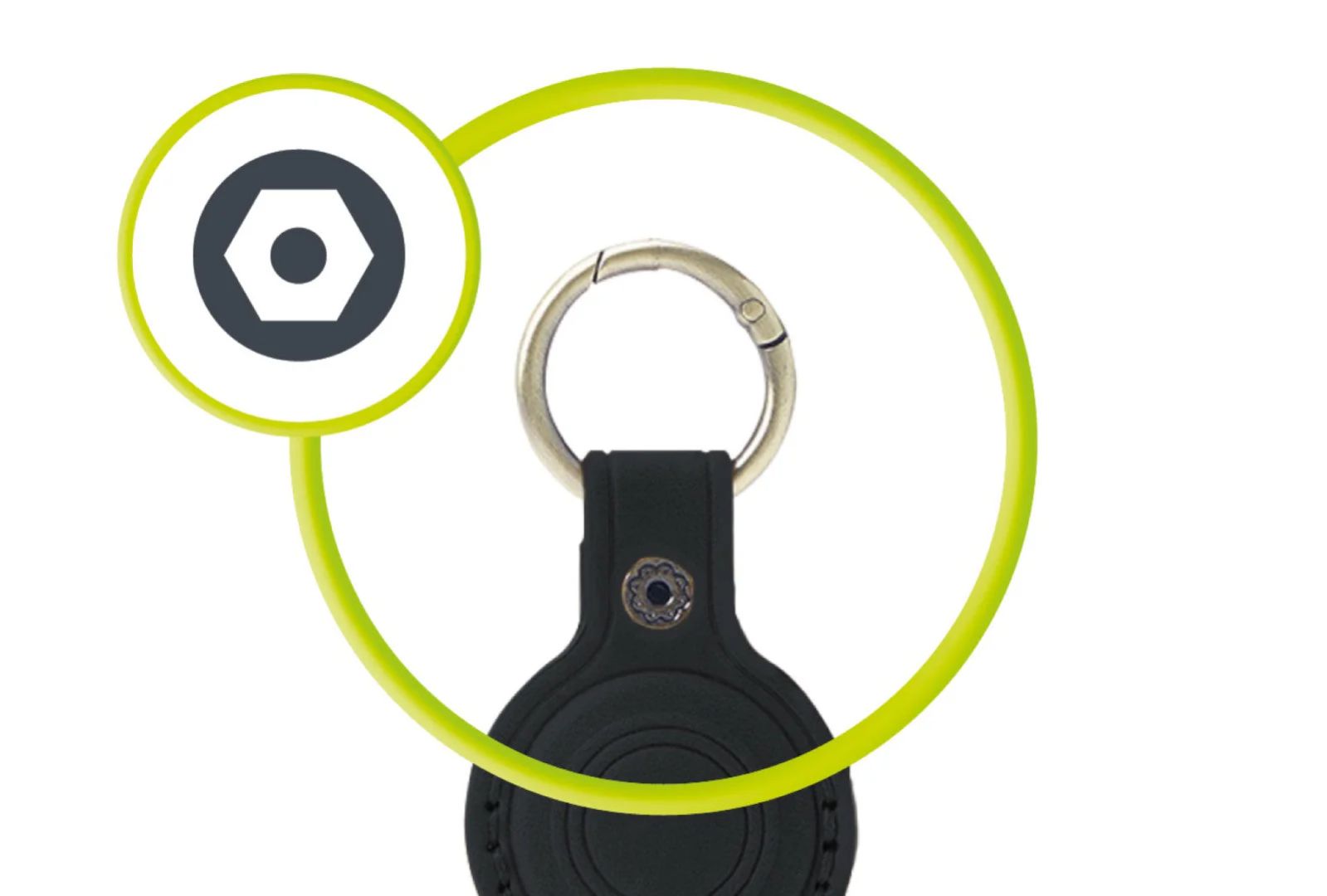 Mobile Origin AirTag Leather Keychain A6 Black