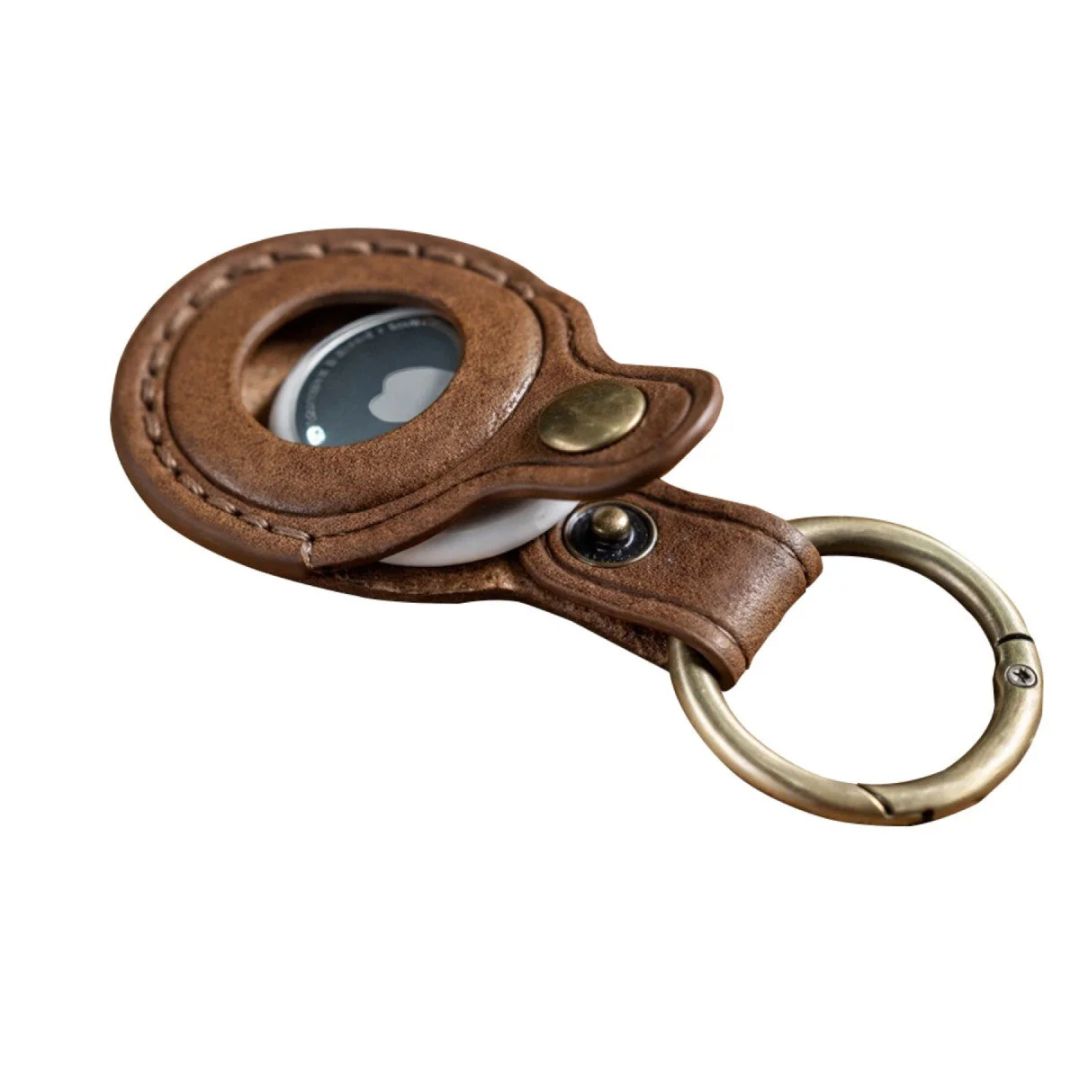 Mobile Origin AirTag Leather Keychain A6 Midnight Brown