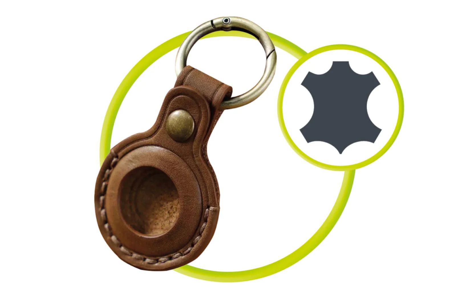 Mobile Origin AirTag Leather Keychain A6 Midnight Brown