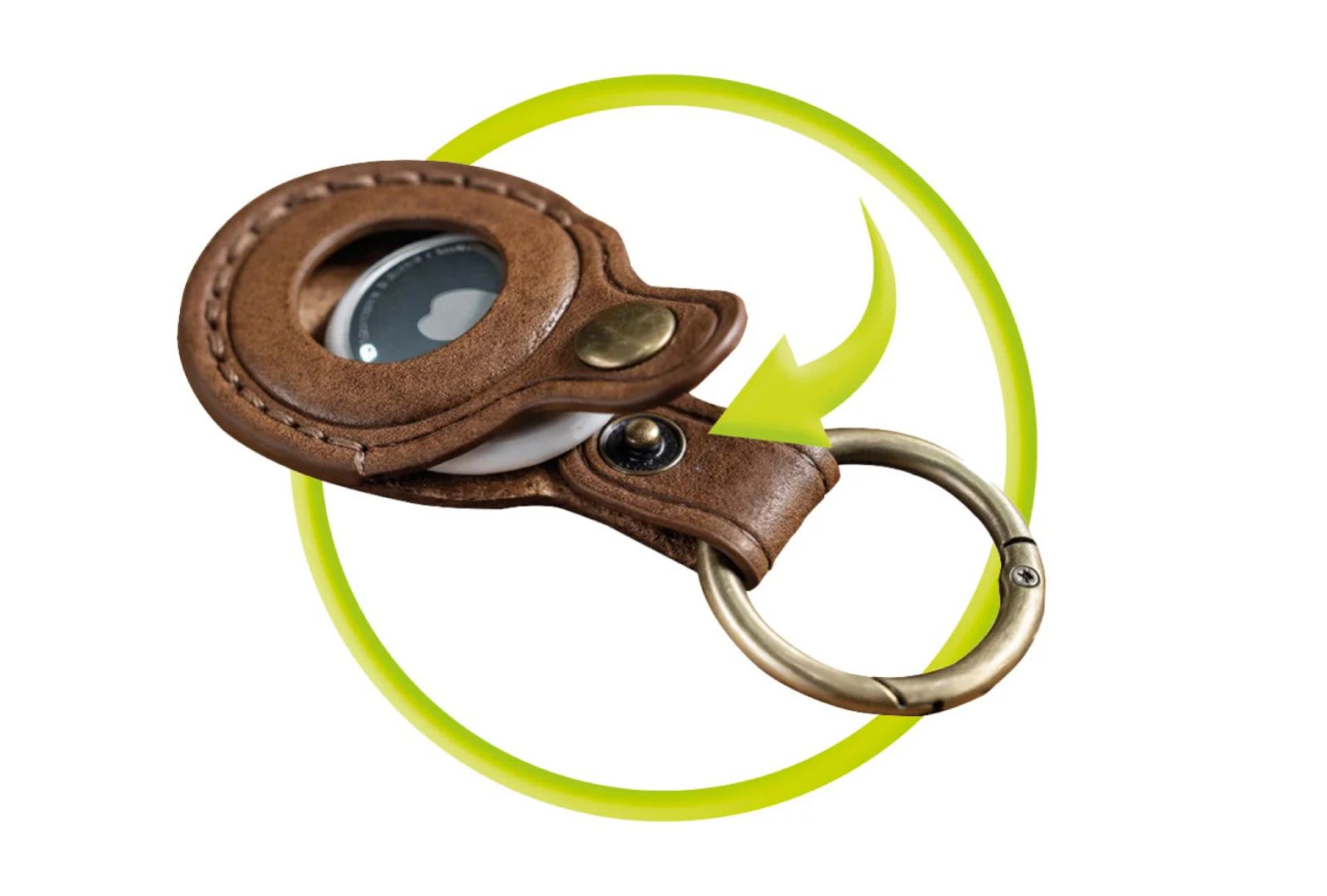 Mobile Origin AirTag Leather Keychain A6 Midnight Brown