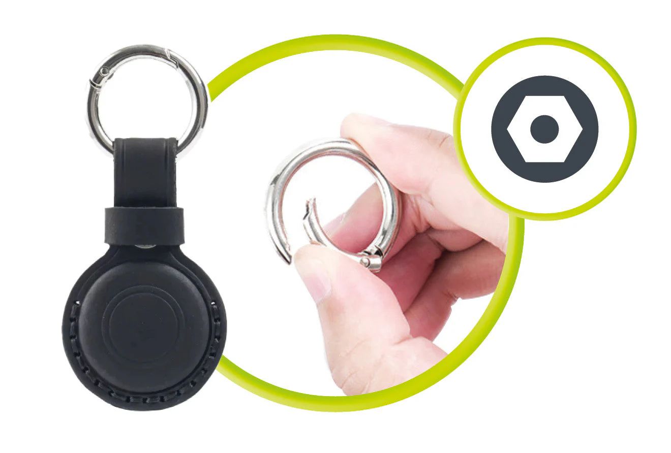 Mobile Origin AirTag Outdoor Leather Keychain A7 Black
