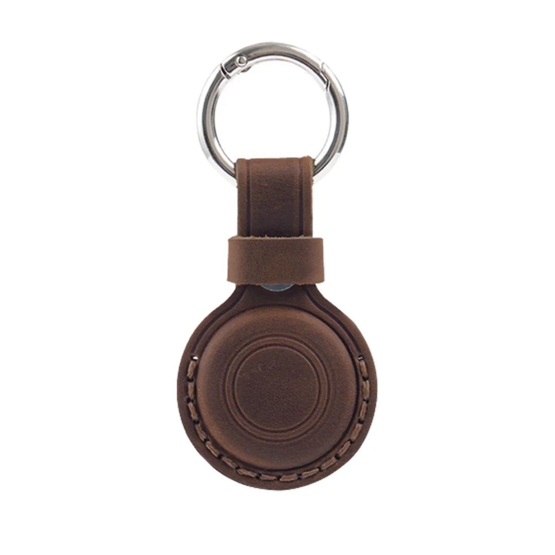 Mobile Origin AirTag Outdoor Leather Keychain A7 Midnight Brown