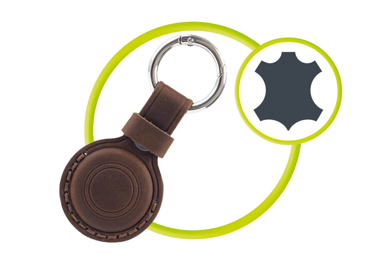 Mobile Origin AirTag Outdoor Leather Keychain A7 Midnight Brown