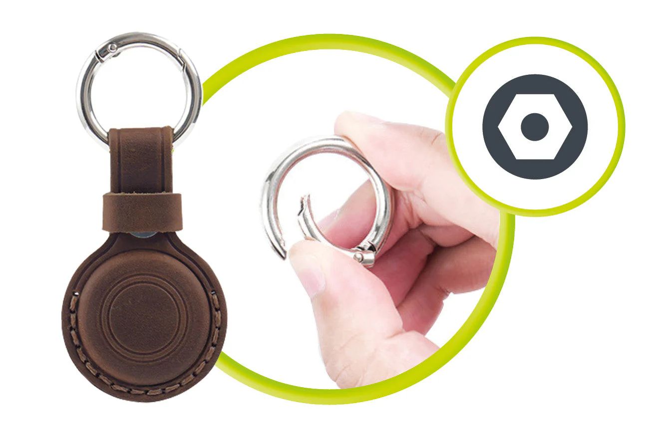 Mobile Origin AirTag Outdoor Leather Keychain A7 Midnight Brown