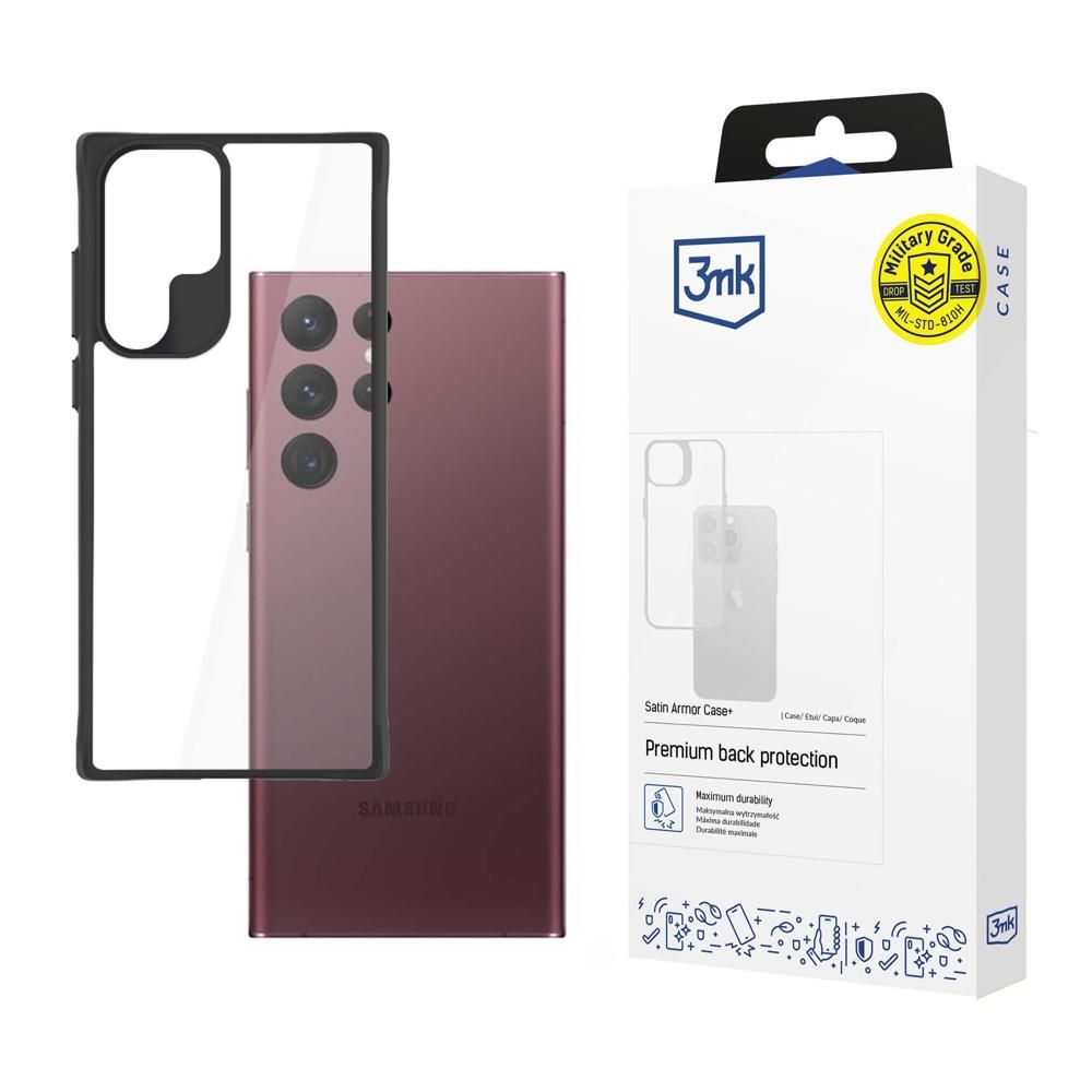 3mk Satin Armor Case+ átlátszó, TPU és PC anyagú telefontok Samsung Galaxy S22 Ultra 5G