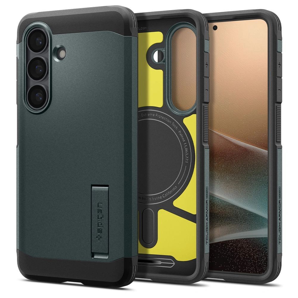 Spigen Tough Armor MagSafe case for Samsung Galaxy S26 Abyss Green