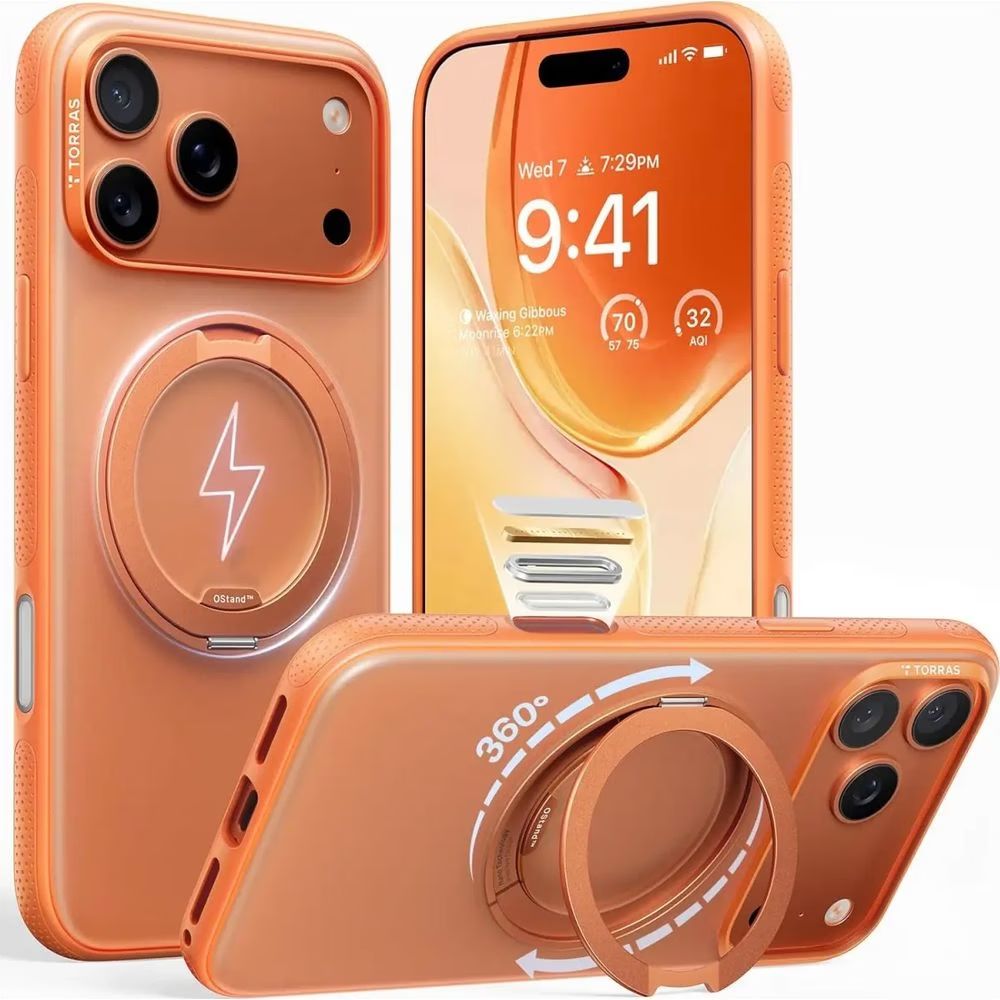 Torras Ostand Pro case for iPhone 17 Pro Max Energy Orange