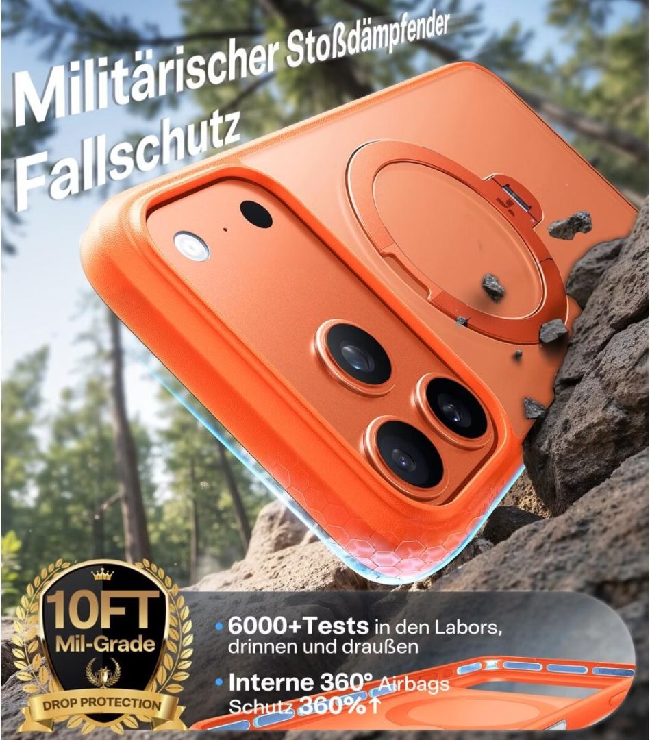 Torras Ostand Q3 Spin case for iPhone 17 Pro Energy Orange