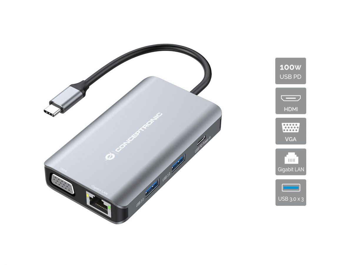 Conceptronic  DONN21G 7-in-1 USB 3.2 Gen 1 Docking Station