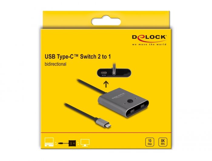 DeLock USB 10 Gbps USB Type-C Switch 2 to 1 bidirectional 8K