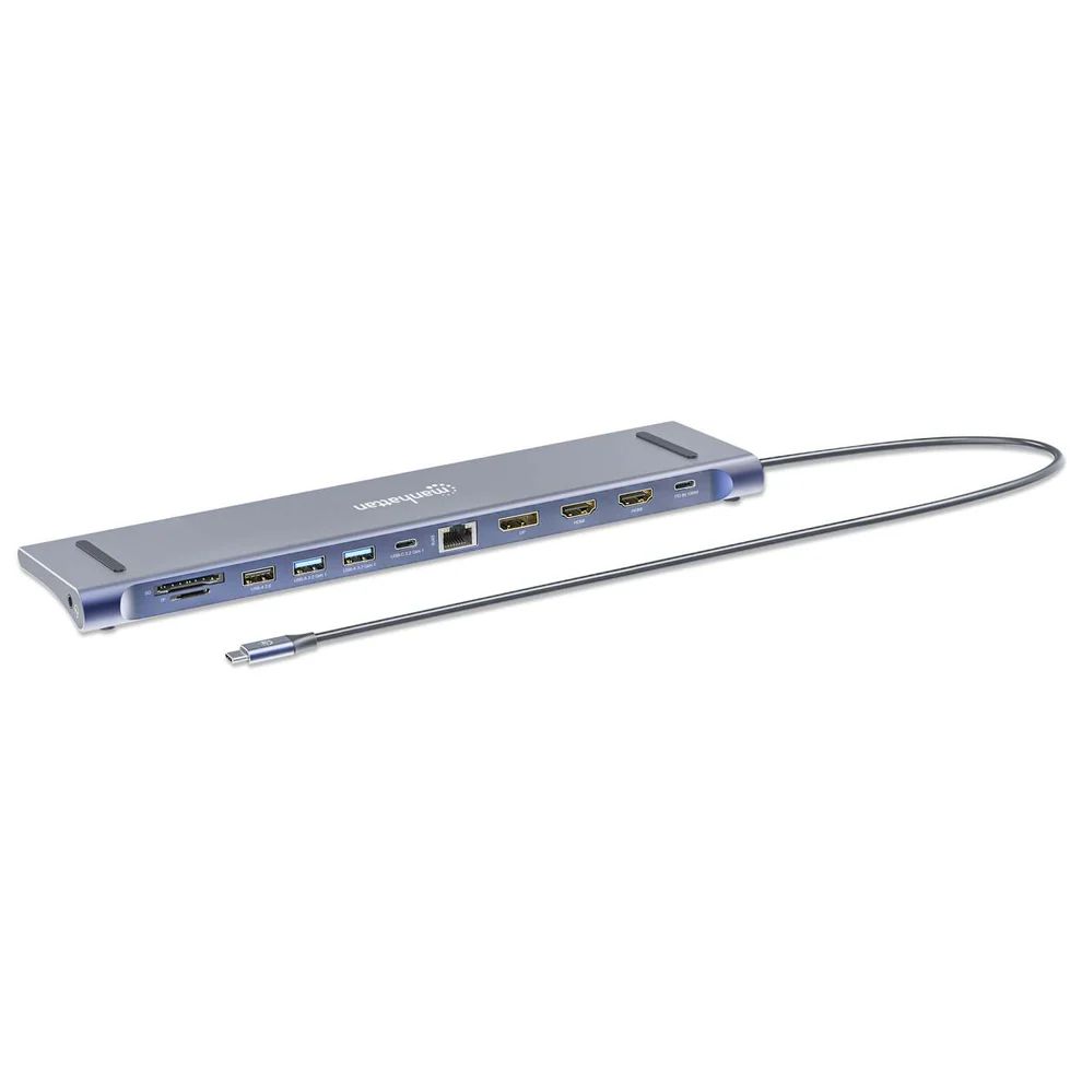 Manhattan USB-C PD 12-in-1 Triple Monitor 4K Docking Station / Multiport Hub