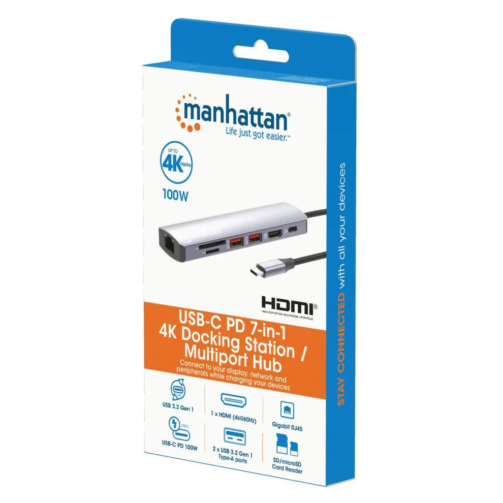 Manhattan USB-C PD 7-in-1 4K Docking Station / Multiport Hub