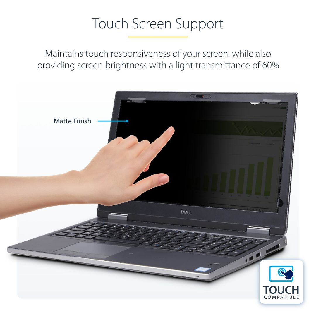 Startech Flip-Up Laptop Privacy Screen with Touch Anti-Glare Blue Light Filter