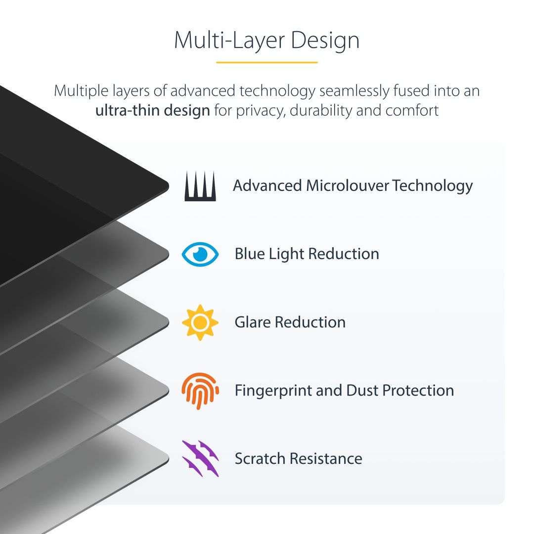 Startech Flip-Up Laptop Privacy Screen with Touch Anti-Glare Blue Light Filter