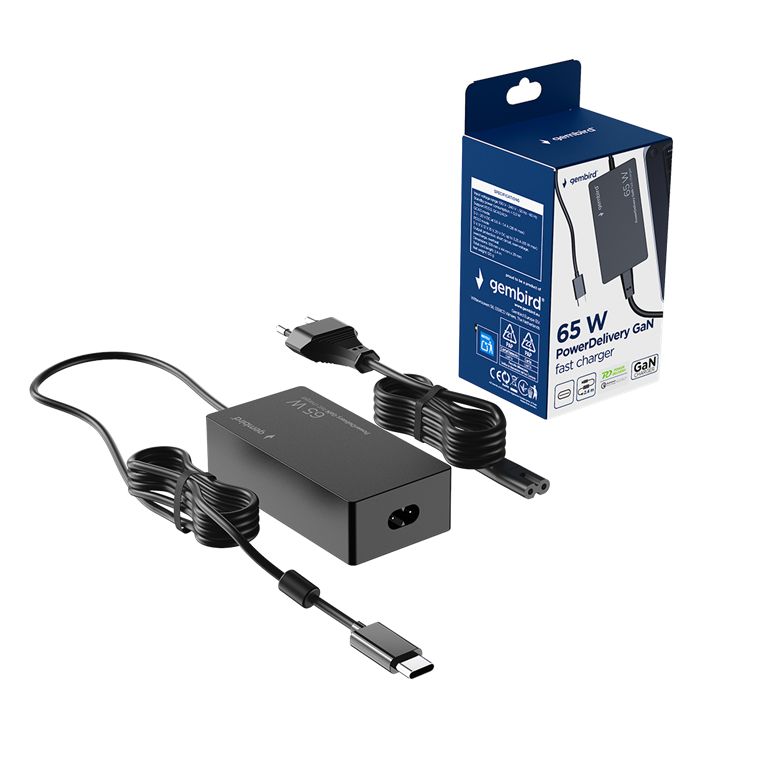 Gembird NPA-AC-PDQC65-01 65 W PowerDelivery GaN USB Type-C fast charger Black