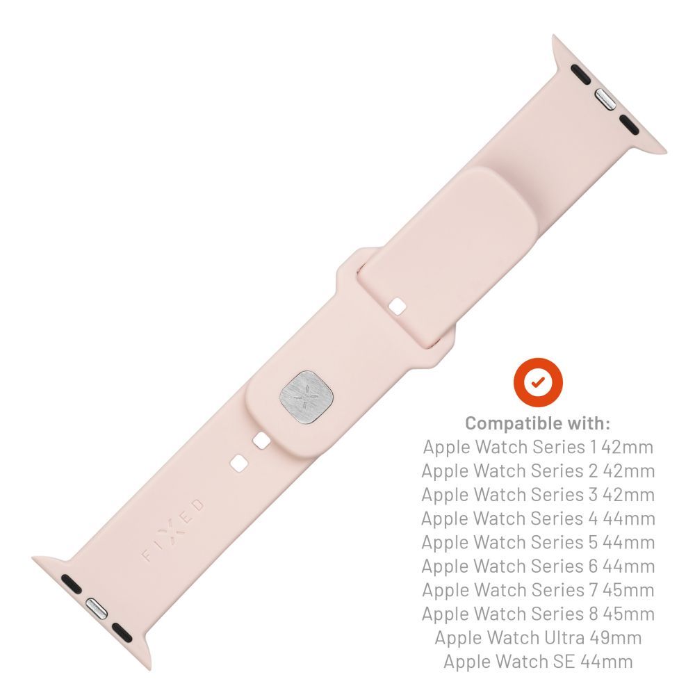 FIXED Sporty szilikon szíj az Apple Watch 42/44/45mm-es okosórákhoz, pink