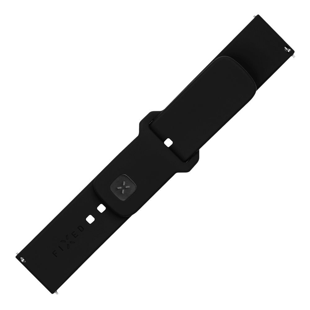 FIXED univerzális szilikon óraszíj készlet, gyors kioldás,  20mm-es okosórákhoz, fekete, FIXSST2-20MM-BK