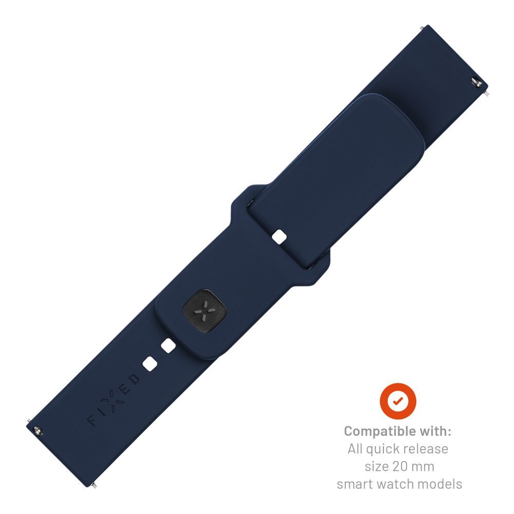 FIXED univerzális szilikon óraszíj készlet, gyors kioldás,  20mm-es okosórákhoz, kék, FIXSST2-20MM-BL