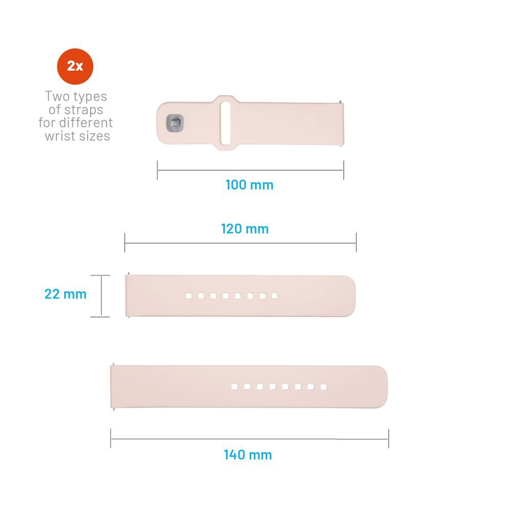 FIXED Sporty szilikon szíj gyors kioldóval 22mm for Smartwatch, pink