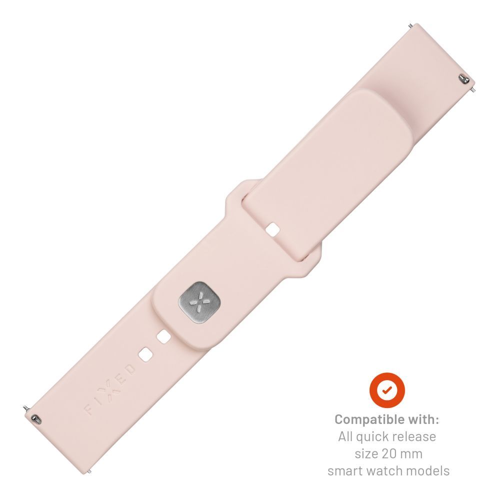 FIXED univerzális szilikon óraszíj készlet, gyors kioldás,  20mm-es okosórákhoz, pink, FIXSST2-20MM-PI
