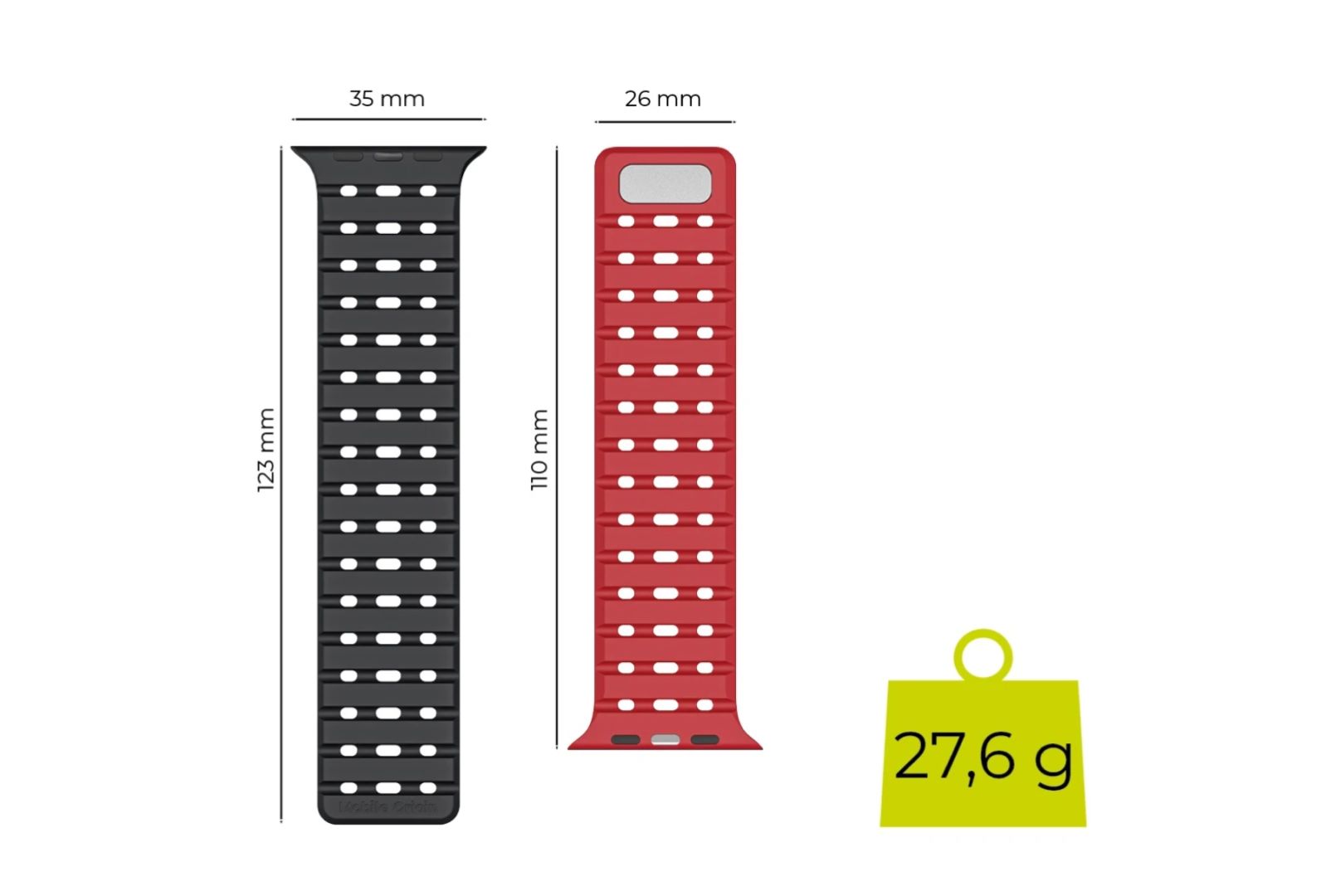 Mobile Origin Magnetic Strap for AW 44/45/46/49mm Black/Red