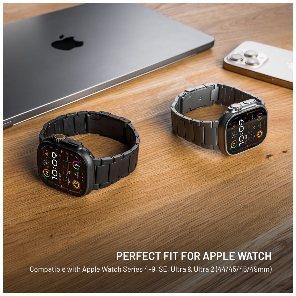 FIXED Titán óraszíj Apple Watch 44/45/46/49mm okosórához, fekete