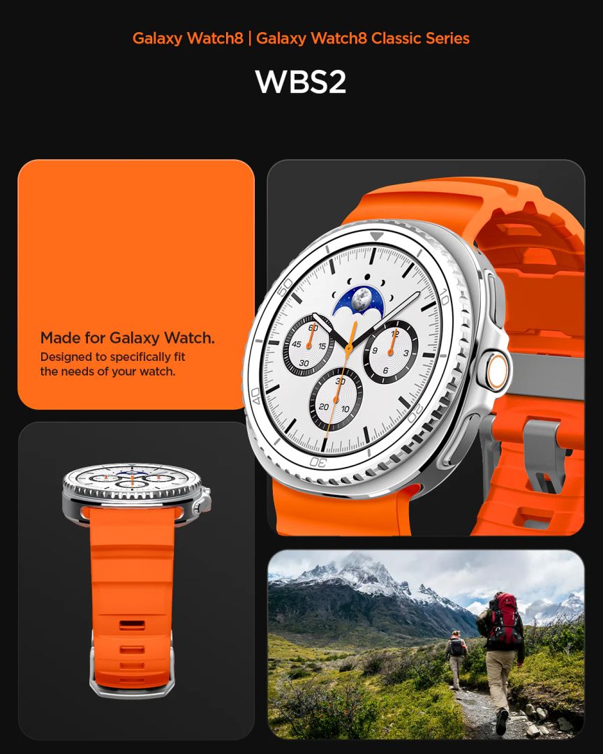 Spigen Silicone Band for Samsung Galaxy Watch 8 46mm/44mm/40mm Orange