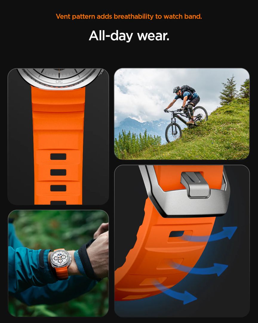 Spigen Silicone Band for Samsung Galaxy Watch 8 46mm/44mm/40mm Orange