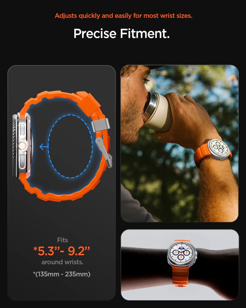 Spigen Silicone Band for Samsung Galaxy Watch 8 46mm/44mm/40mm Orange