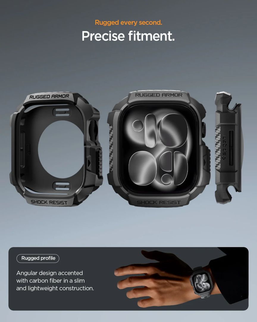 Spigen Rugged Armor 2 case for Apple Watch 11 42mm Matte Black