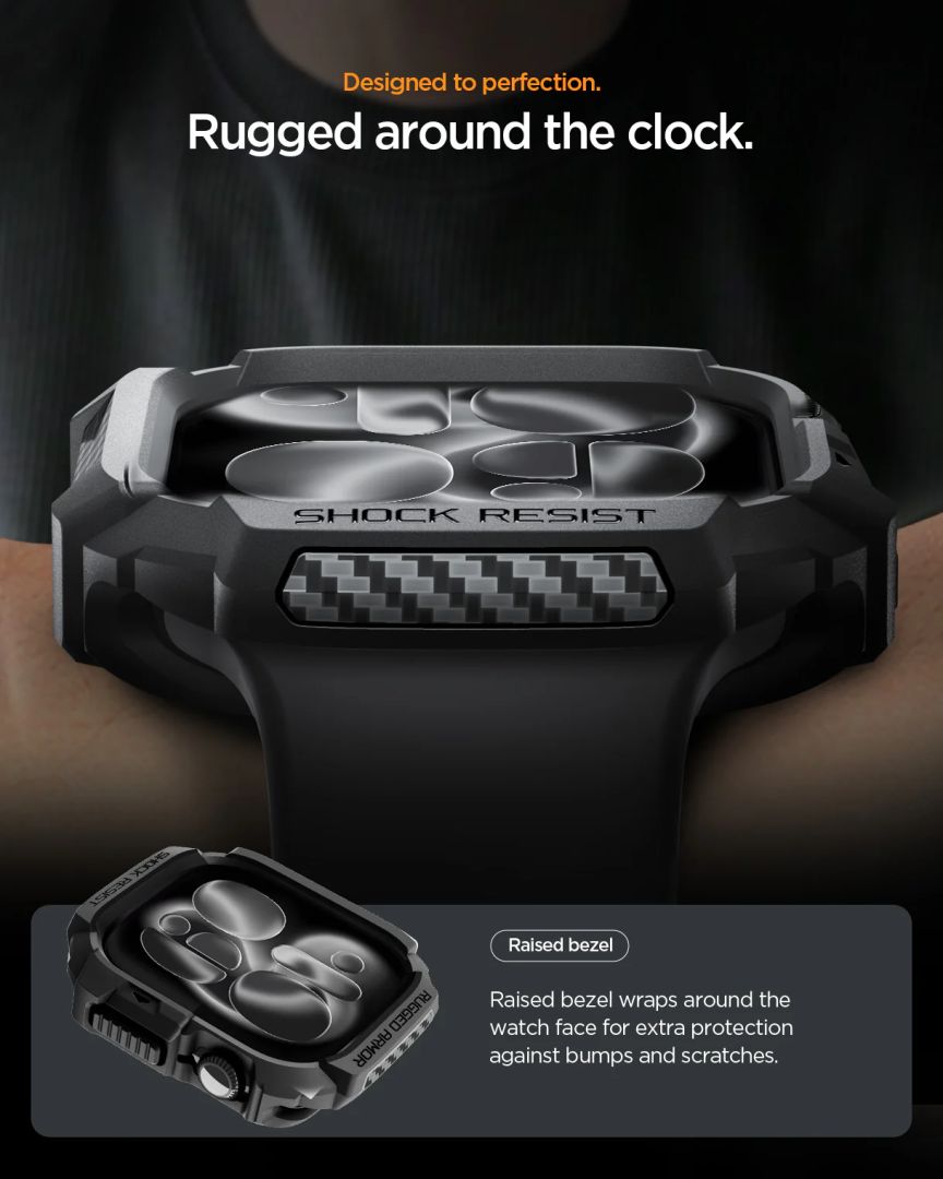 Spigen Rugged Armor 2 case for Apple Watch 11 42mm Matte Black