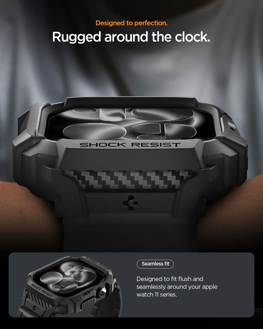 Spigen Rugged Armor Pro 2 Band for Apple Watch 11 42mm Matte Black