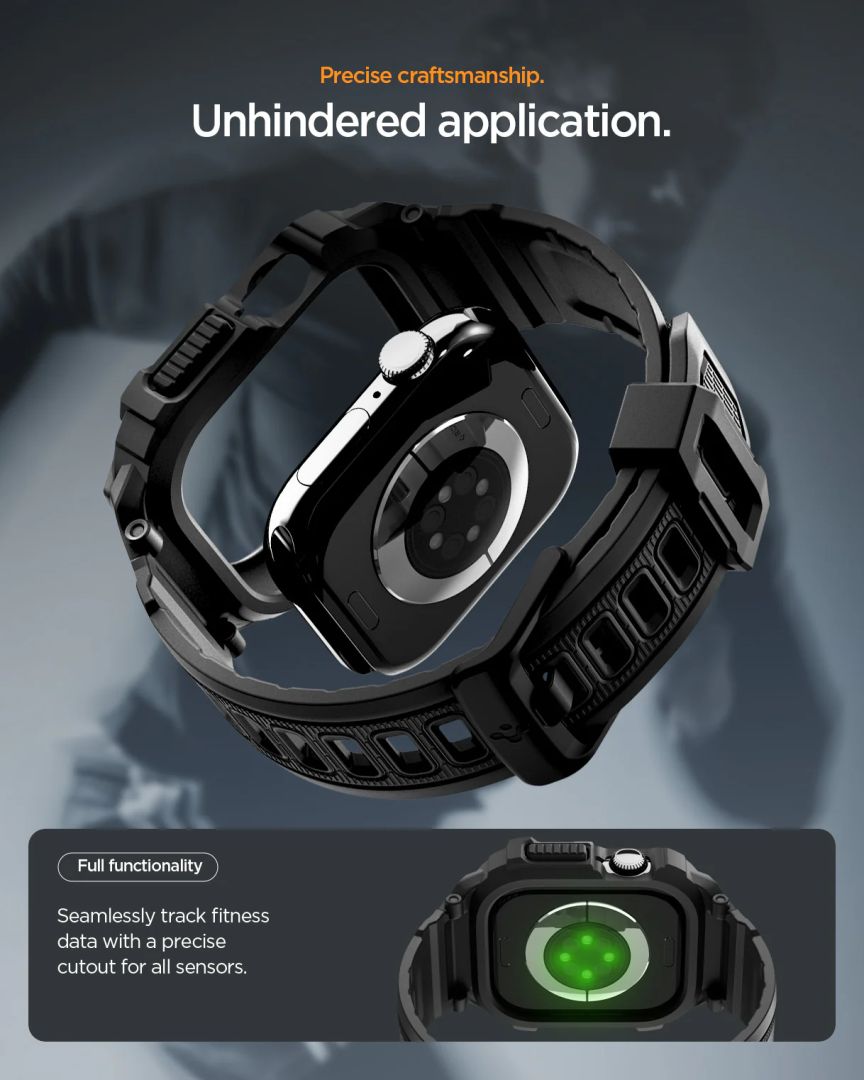 Spigen Rugged Armor Pro 2 Band for Apple Watch 11 42mm Matte Black