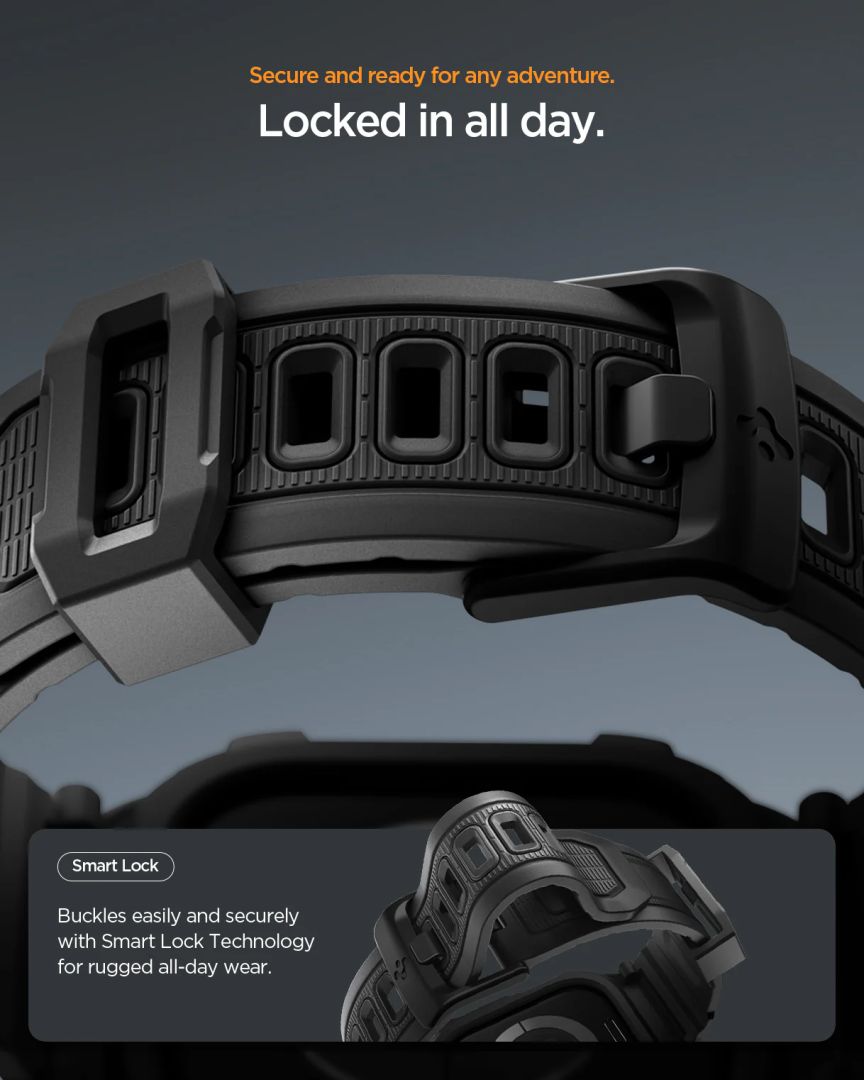 Spigen Rugged Armor Pro 2 Band for Apple Watch 11 42mm Matte Black